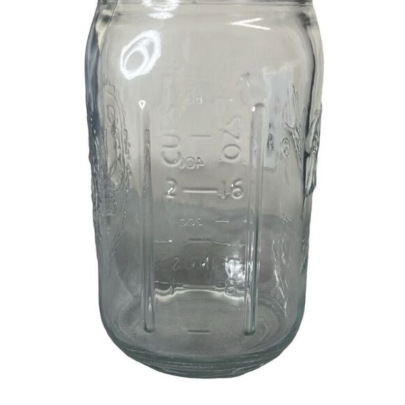 Ball Wide Mouth Glass Drinking Jar Pitcher with Black Lid Clear Fruit Design New - Picture 4 of 5